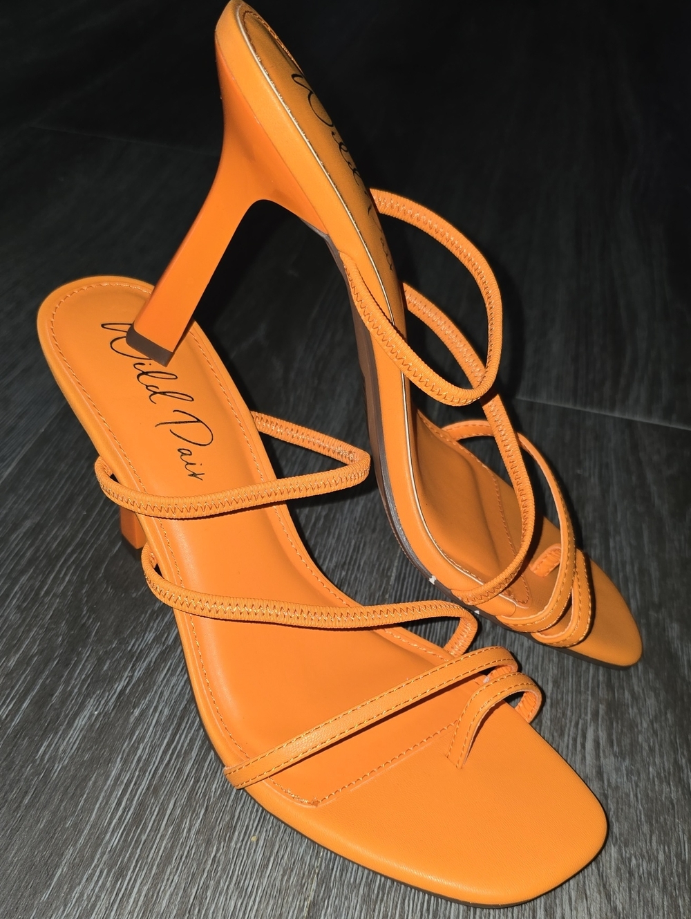 Wild Pair Vibrant Orange Multi-Strap Stiletto Sandals